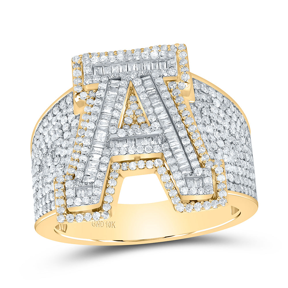 1 5/8CTW-NAT DIA P1 INITIAL "A" MEN'S RING