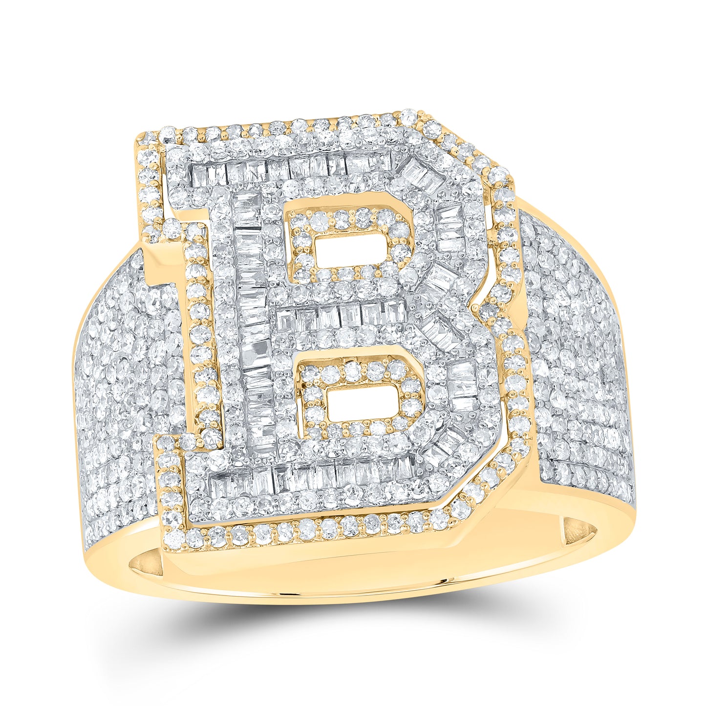 1 5/8CTW-NAT DIA P1 INITIAL "B" MEN'S RING