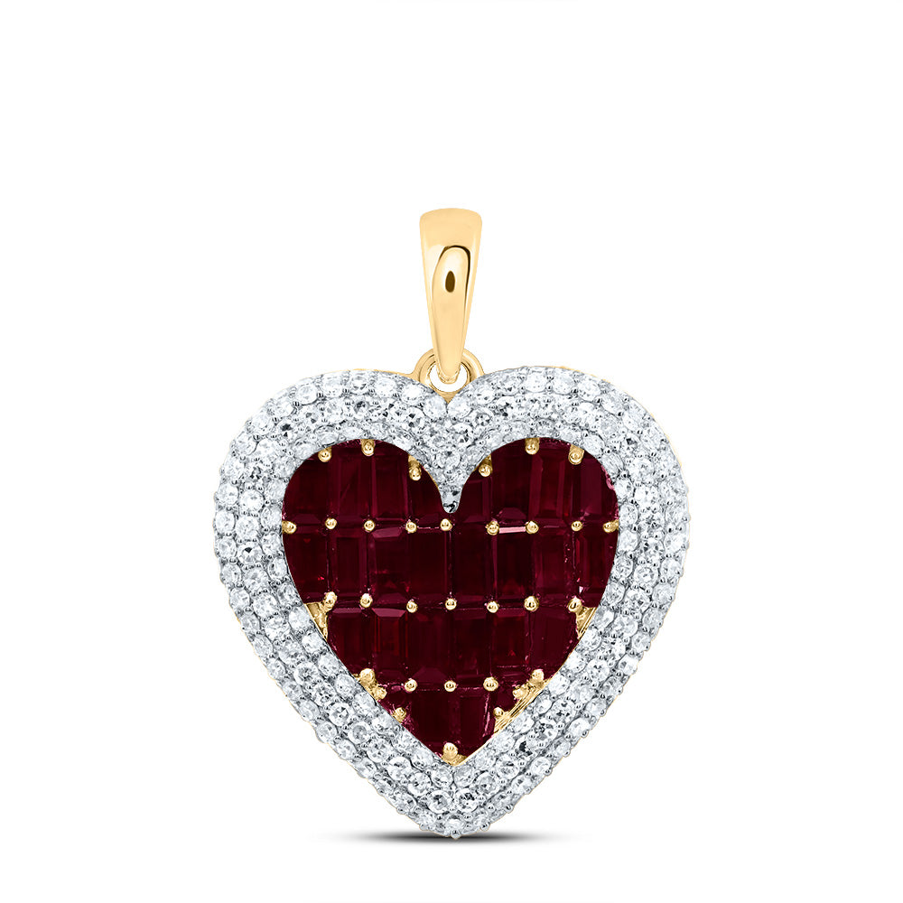 1CTW-NAT DIA CN 0.02CTW-RD-RUBY,1 7/8CTW-BAG-RUBY, NAT GEM HEART PENDANT