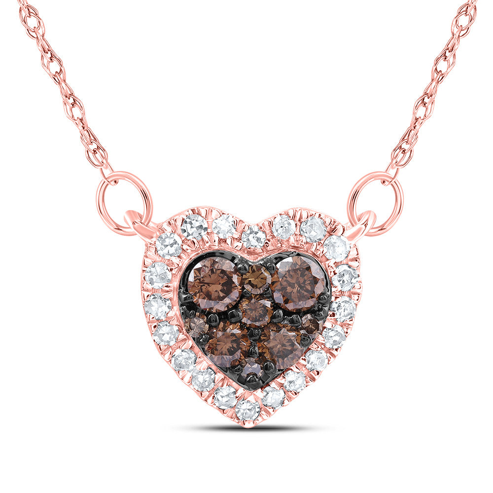 1/3CTW-NAT DIA CN COGNAC NATURAL HEART NECKLACE (18INCH)