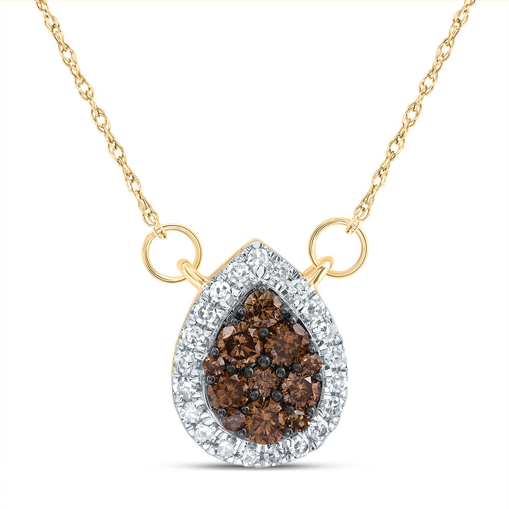 1/3CTW-NAT DIA CN COGNAC NATURAL PEAR NECKLACE (18INCH)
