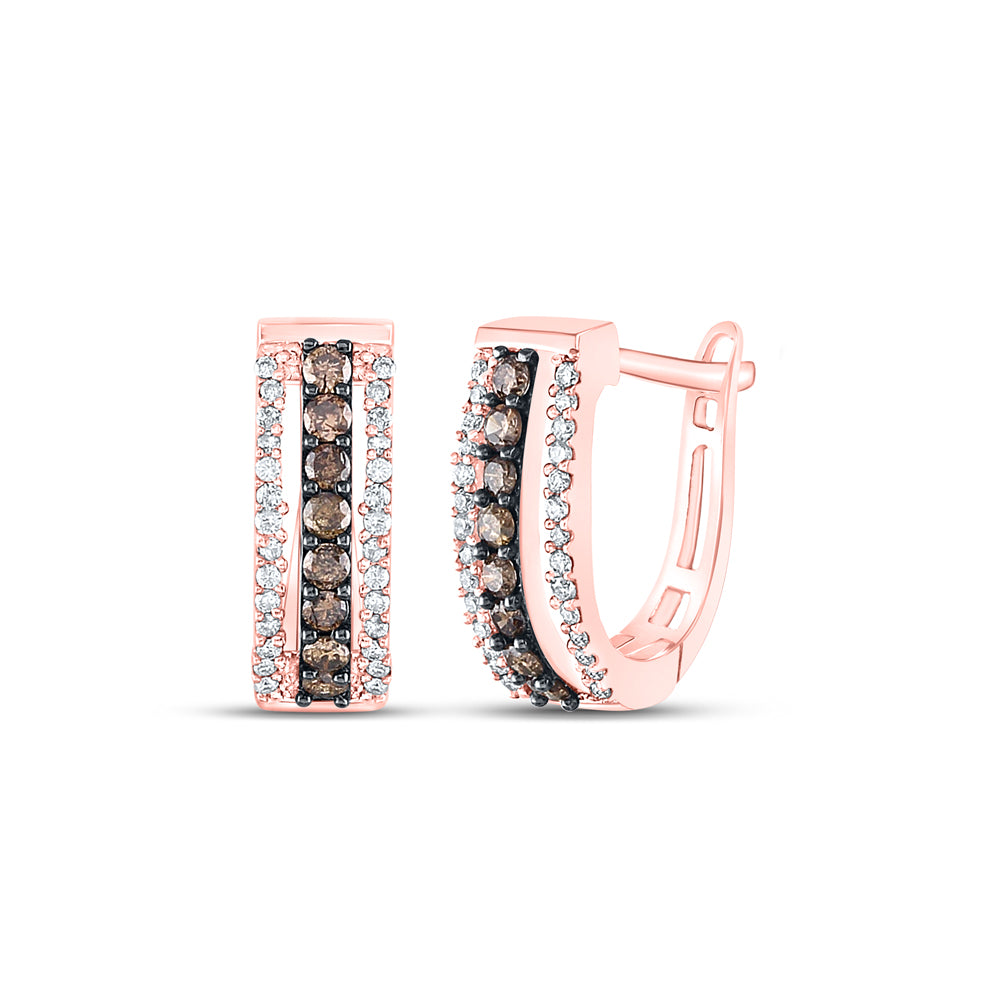 1/2CT-DIA CN NATURAL BROWN HOOP EARRING