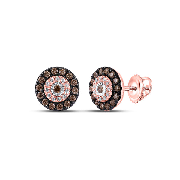 1/2 CTW-DIA NATURAL BROWN ROUND EARRING