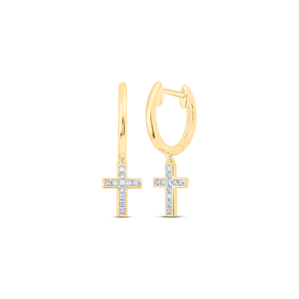 1/20CTW-DIA NK CROSS HOOPS EARRING