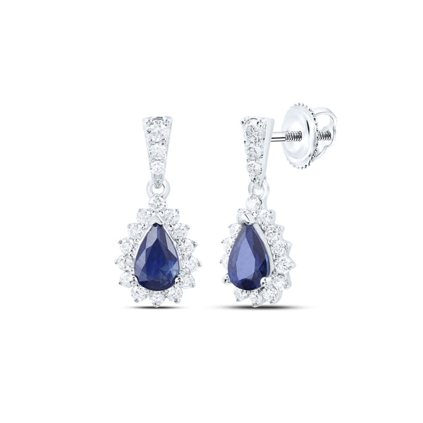1/2CTW-DIA NK 6X4 MM SAPP-PEAR NAT GEM DANGLING EARRING