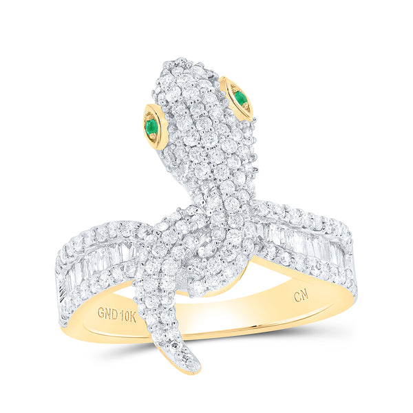 1 CTW-NAT DIA CN 0.01CT RD-EM NAT GEM SNAKE LADIES RING