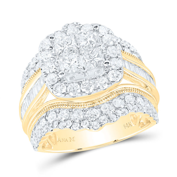 3CTW-NAT DIA CN CUSHION SINGLE HALO BRIDAL SET