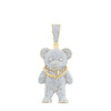 7 1/2CTW-NAT DIA NK TEDDY BEAR MENS CHARM WITH CHAIN