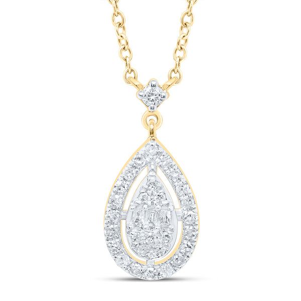 1/6CTW-NAT DIA P1 GIFT PEAR NECKLACE (18 INCH)