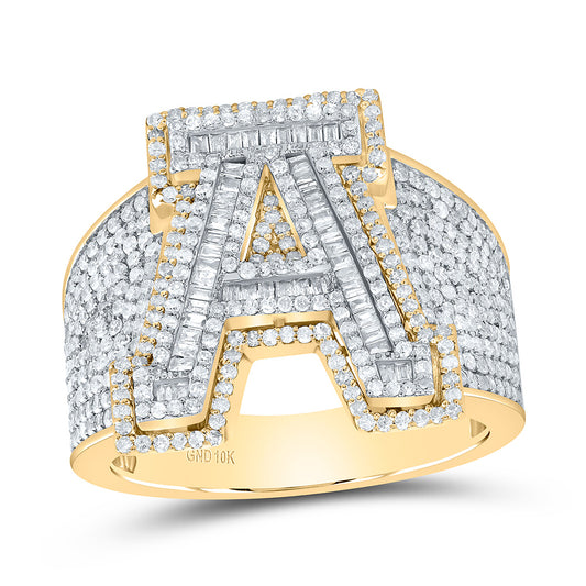 1 5/8CTW-NAT DIA P1 INITIAL "A" MEN'S RING