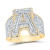 1 5/8CTW-NAT DIA P1 INITIAL "A" MEN'S RING