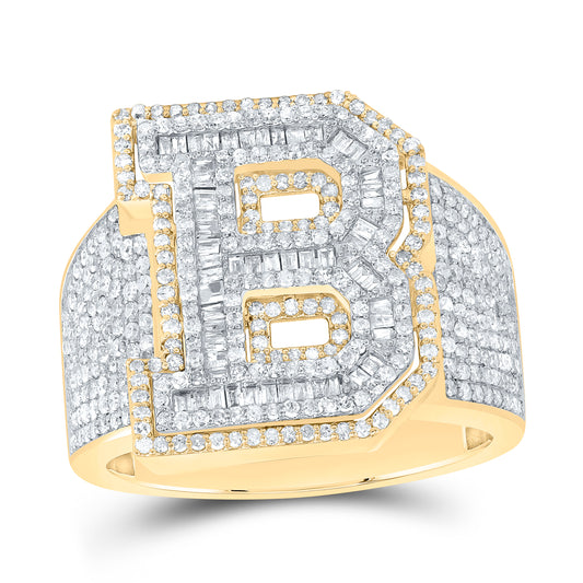 1 5/8CTW-NAT DIA P1 INITIAL "B" MEN'S RING