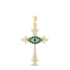 1/10CTW-NAT DIA CN 1/10CTW-RD-BS, 0.015CTW-RD-EM NAT GEM CROSS PENDANT