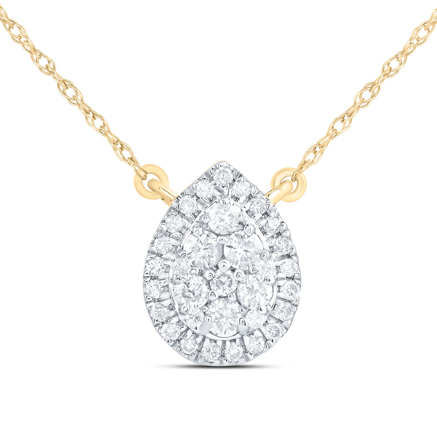 1/3CTW-NAT DIA CN FASHION PEAR NECKLACE (18 INCH)