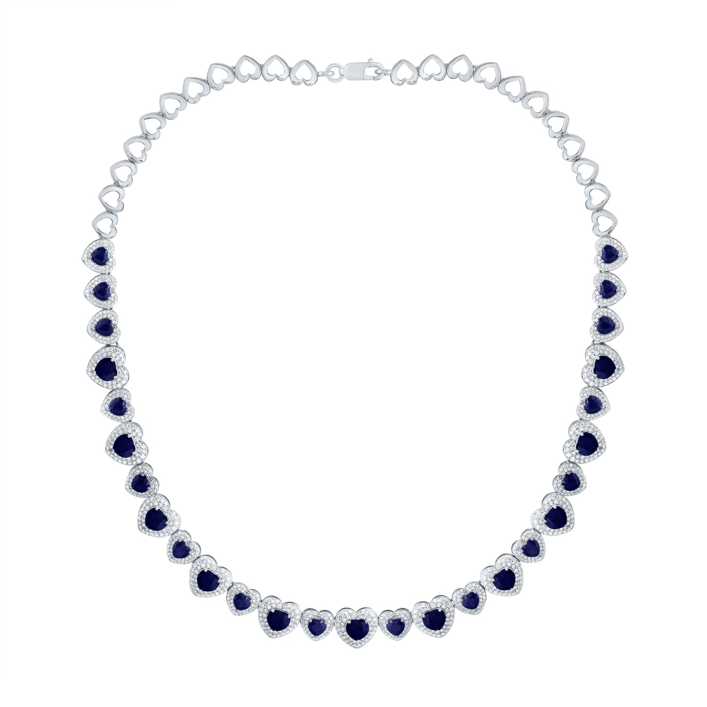 3 1/3CTW-NAT DIA CN 10 3/4CTW HS-BS NAT GEM FASHION HEART NECKLACE (16 INCH)