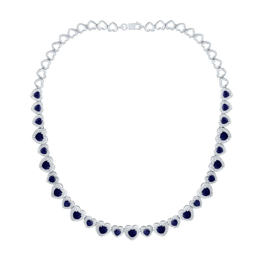 3 1/3CTW-NAT DIA CN 10 3/4CTW HS-BS NAT GEM FASHION HEART NECKLACE (16 INCH)