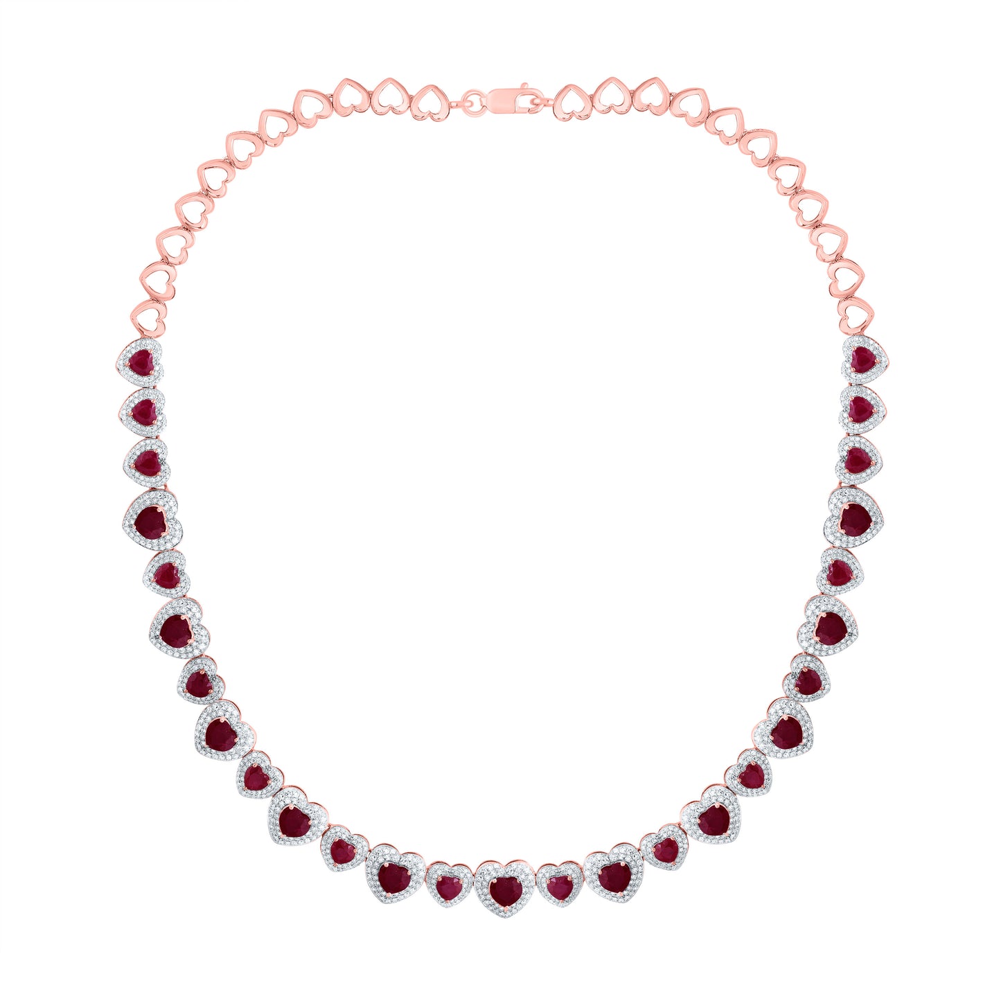 3 1/3CTW-NAT DIA CN 11 CTW HS-RU NAT GEM FASHION HEART NECKLACE (16 INCH)