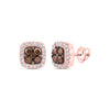1/2CTW-NAT DIA CN  COGNAC NATURAL CUSHION STUD EARRING