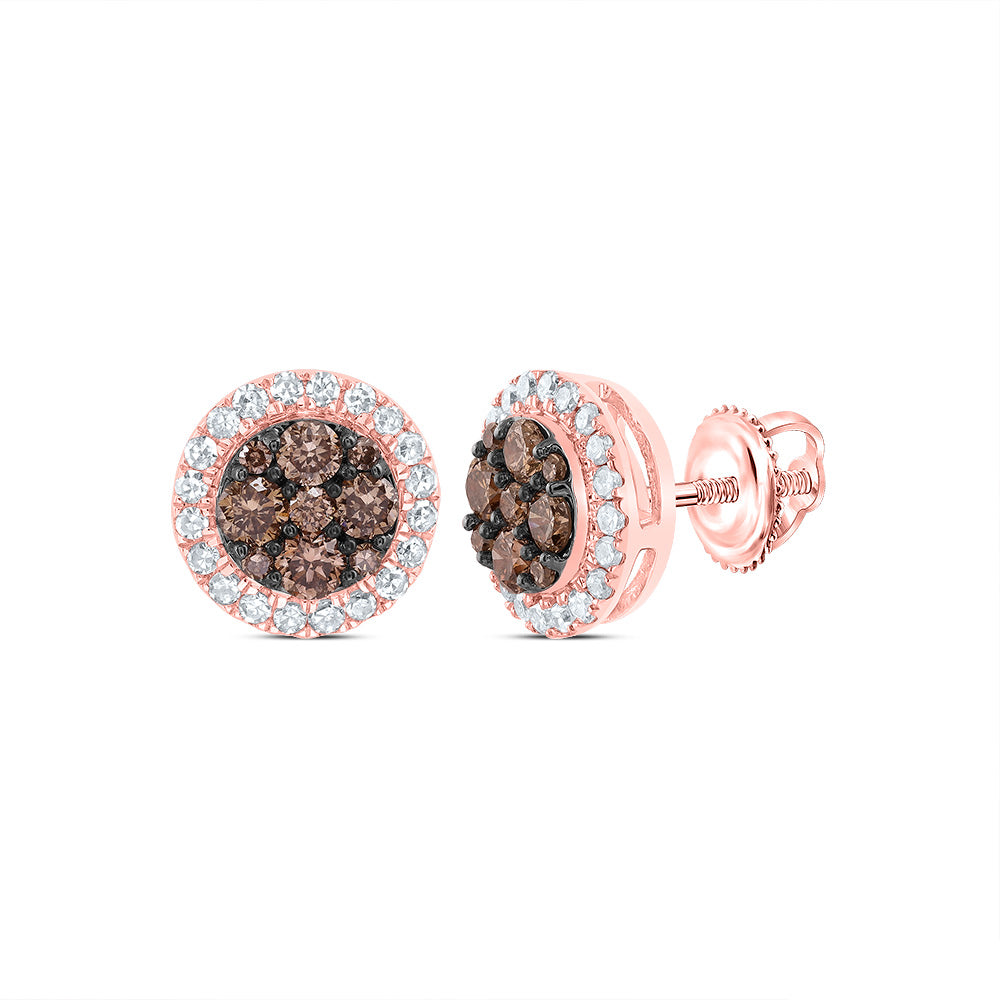 1/2CTW-NAT DIA CN  COGNAC NATURAL ROUND STUD EARRING