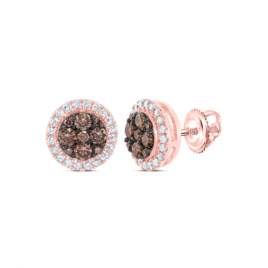 1/2CTW-NAT DIA CN  COGNAC NATURAL ROUND STUD EARRING