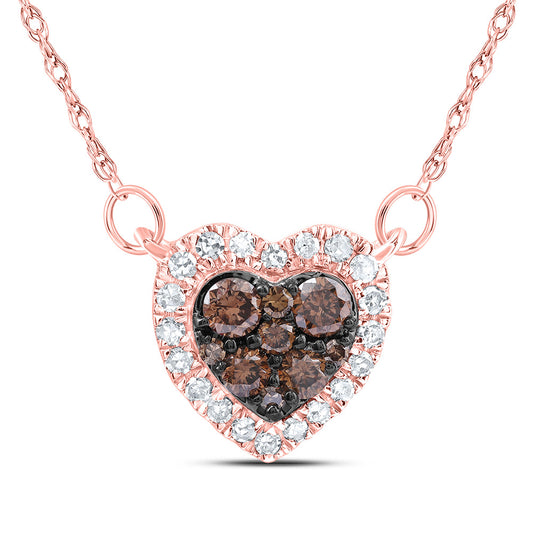 1/3CTW-NAT DIA CN COGNAC NATURAL HEART NECKLACE (18INCH)