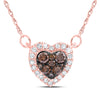 1/3CTW-NAT DIA CN COGNAC NATURAL HEART NECKLACE (18INCH)