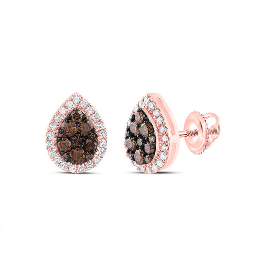 1/2CTW-NAT DIA CN COGNAC NATURAL PEAR STUD EARRING
