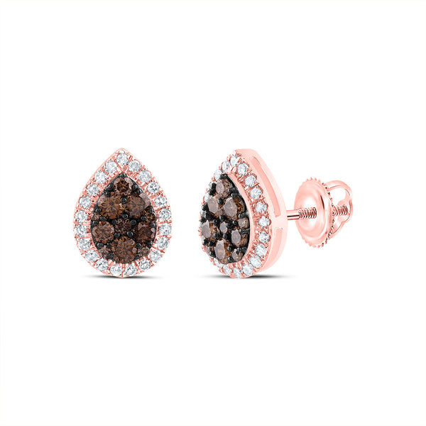 1/2CTW-NAT DIA CN COGNAC NATURAL PEAR STUD EARRING