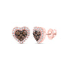1/2CTW-NAT DIA CN  COGNAC NATURAL HEART STUD EARRING