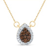 1/3CTW-NAT DIA CN COGNAC NATURAL PEAR NECKLACE (18INCH)