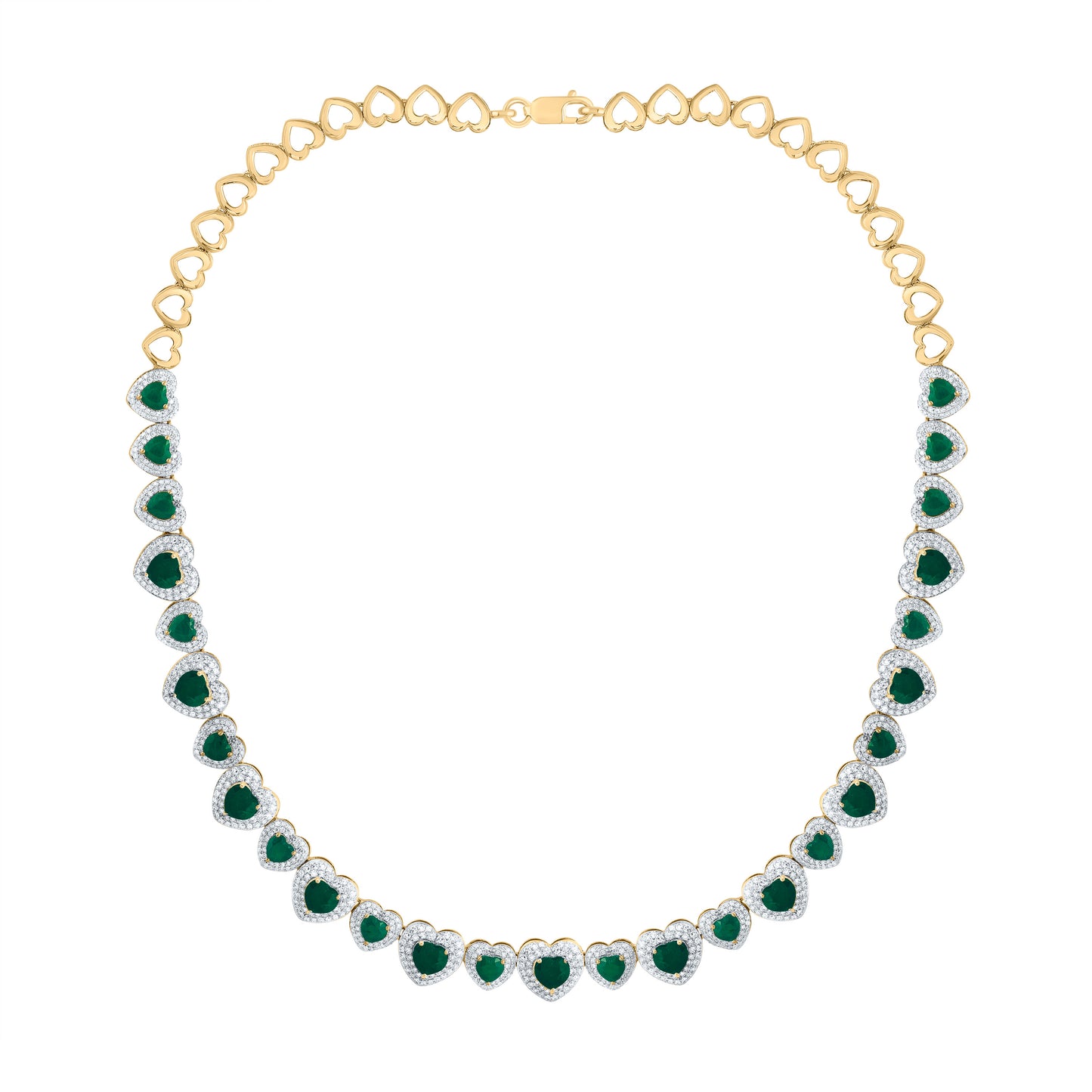 3 1/3CTW-NAT DIA CN 11 CTW HS-EM NAT GEM FASHION HEART NECKLACE (16 INCH)
