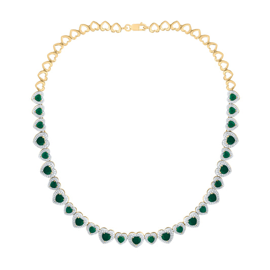 3 1/3CTW-NAT DIA CN 11 CTW HS-EM NAT GEM FASHION HEART NECKLACE (16 INCH)