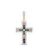 1/3CTW-NAT DIA CN 1/3CTW RD-NAT GEM MULTI CLR SAPPHIRE CROSS PENDANT