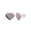 1/20CTW-NAT DIA CN 1 1/2CTW RD-NAT GEM MULTI CLR SAPPHIRE HEART STUD EARRING