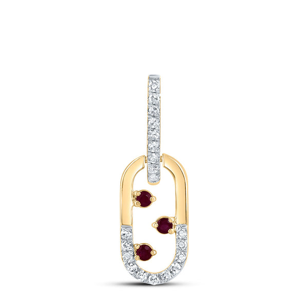 1/10CTW-DIA CN 1/20CTW RD-RU NAT GEM PAPER CLIP PENDANT