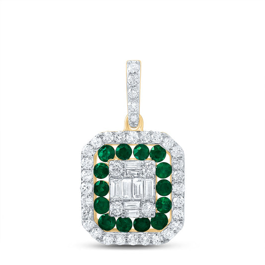 1/3CTW-DIA ANA M 1/4CTW-RD-EM NAT GEM OCTAGON PENDANT