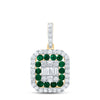 1/3CTW-DIA ANA M 1/4CTW-RD-EM NAT GEM OCTAGON PENDANT