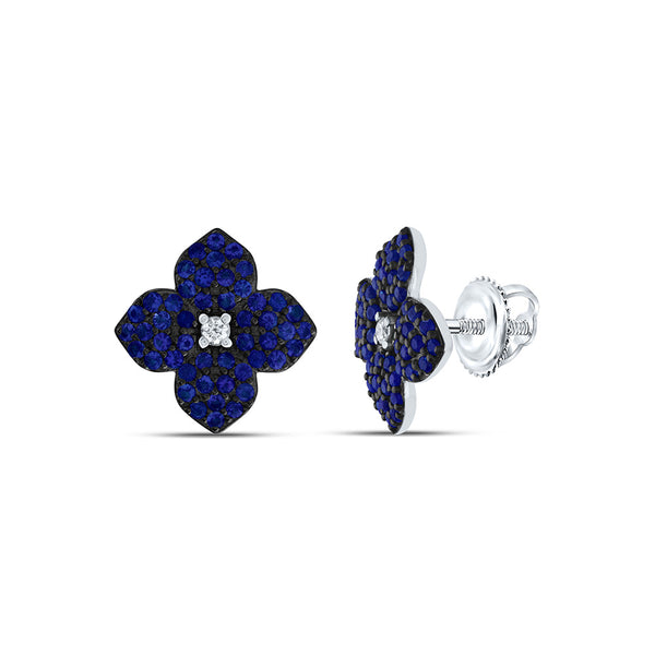 0.03CTW-DIA ANA M 1/2CTW-RD-BS NAT-GEM FLOWER STUD EARRING