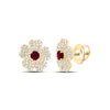 3/8CTW-NAT DIA ANA M 2.8MM-RD-RU NAT GEM FLOWER STUD EARRING