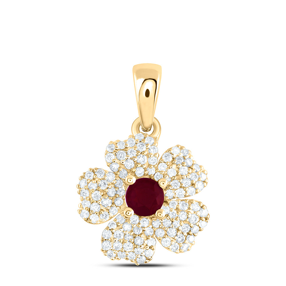 1/4CTW-NAT DIA ANA M 3.5MM-RD-RU NAT GEM FLOWER PENDANT