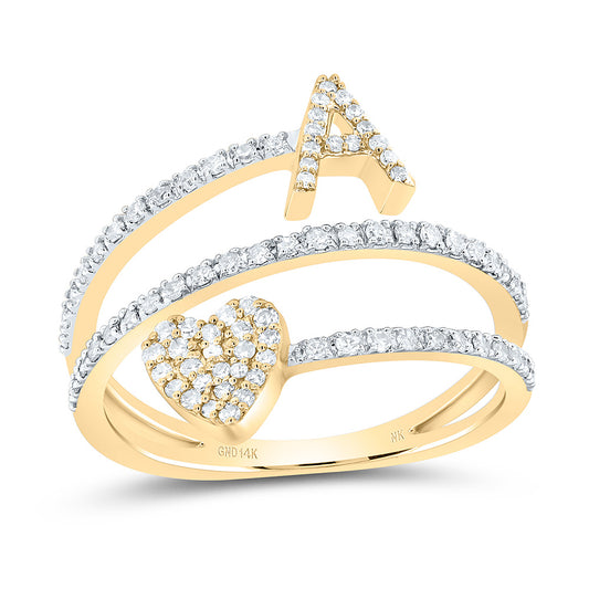 3/8CTW-NAT DIA NK GIFT INITIAL "A" HEART LADIES RING