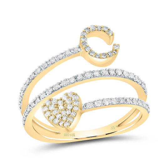 3/8CTW-NAT DIA NK GIFT INITIAL "C" HEART LADIES RING
