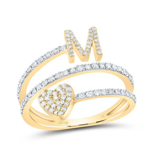 3/8CTW-NAT DIA NK GIFT INITIAL "M" HEART LADIES RING