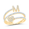 3/8CTW-NAT DIA NK GIFT INITIAL "M" HEART LADIES RING
