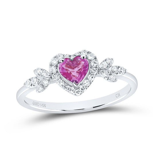1/5CTW-NAT DIA CN 4.5MM HT-PINK SAPP NAT GEM HEART RING