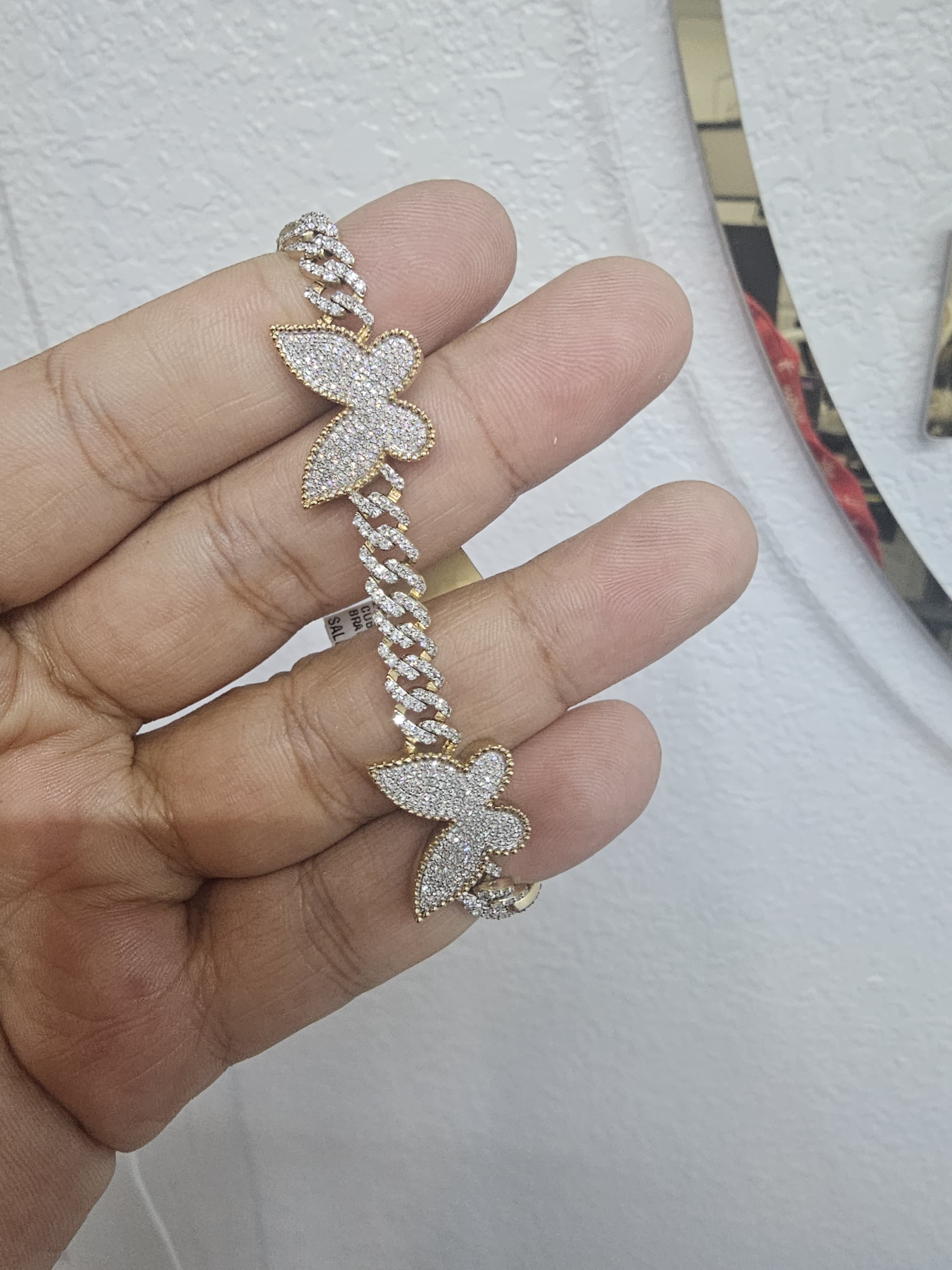 14K bracelet with natural diamante 4 k diamante 7 inches for women