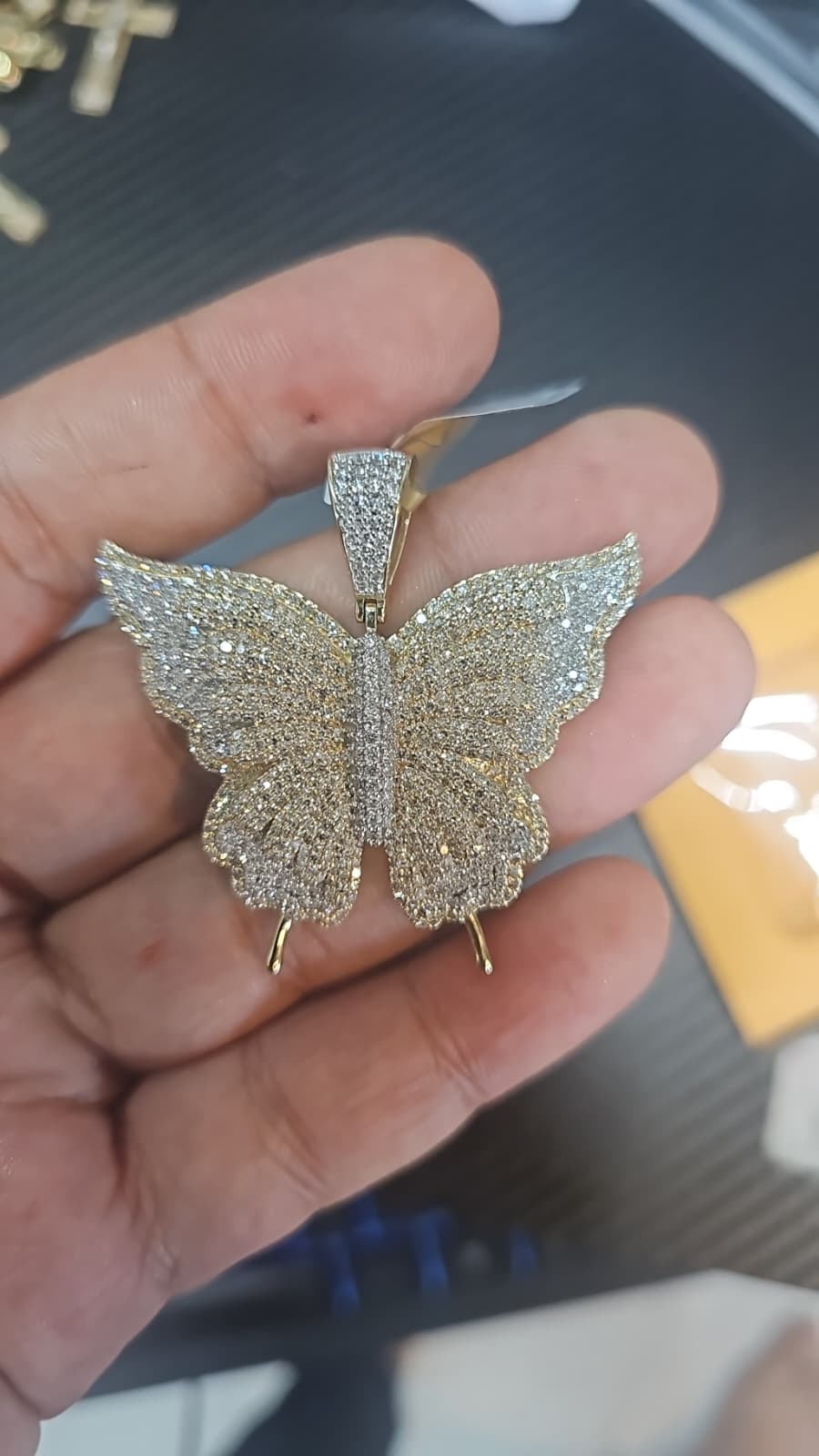 14k  dijie mariposa diamante