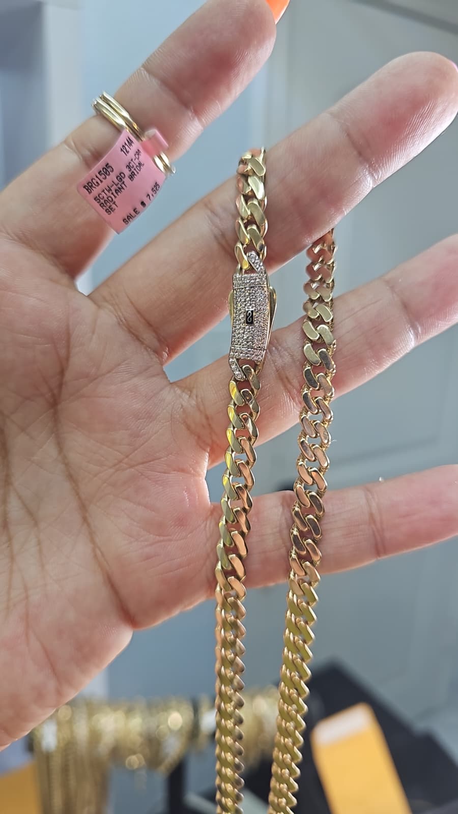 14 k cadina y10k anillo diamante talla 10