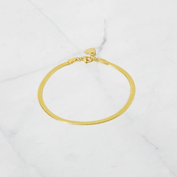 2mm Solid Gold Herringbone Bracelet