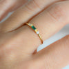 Green Emerald Baguette Engagement Ring